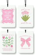 Pink Christian Cologne Car Air Freshener 4 Pcs, Coquette Pink Bow Floral Hanging Air Freshener for Cars Bathroom Dorm Books Decor, Cute Christian Accessories Gifts for Women Girls