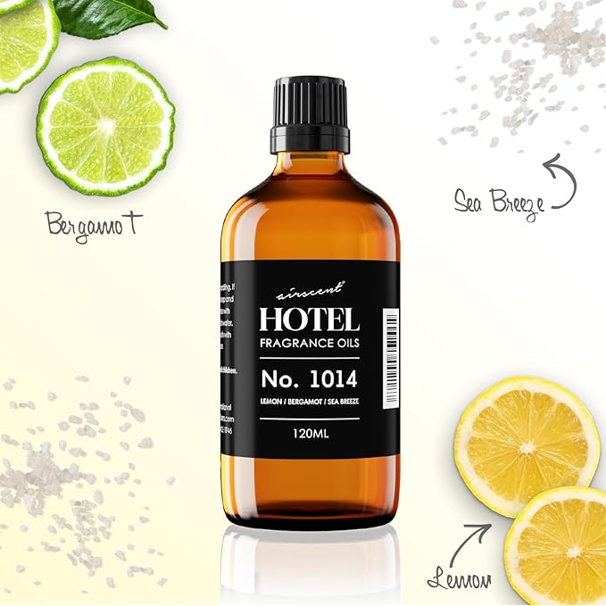 AirScent Hotel Diffuser Oil No. 1014 - The Iconic 5-Star Hotel Coastal Blend - Lemon Bergamot Sea Breeze - 30 mL Fragrance Oil for Ultrasonic and Waterless Diffusers and Crafting
