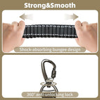 6-in-1 Hands-Free Dog Leash, Waist & Crossbody Bungee Lead with Dual Padded Handles, Bungee Shock Absorbing, Seat Belt Buckle, Reflective for Small Medium Large Dogs, Black