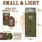 Don’t Die in The Woods - Emergency Sleeping Bag with Hood - Made with Extra Thick Thermal Mylar - 10 Essentials Hiking Camping Blanket, Survival Gear Tactical Car Disaster Bug Out First Aid Kits