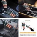 FKELYI Red American Flag Car Seat Covers Full Set, Steering Wheel Protector, Headrest Cover, Gear Shifter Knob and Handbrake Cover