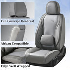 Coverado Seat Covers, Car Seat Covers Front Seats, Waterproof Nappa Leather Auto Seat Cover with Lumbar Head Pillow, Gray Seat Covers Carseat Cover Universal Fit for Most Cars