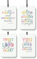 Inspirational Boho Christian Citrus Car Air Freshener 4 Pcs, Pastel Colorful Religious Bible Verse Hanging Air Freshener for Cars Classroom Books Decor, Christian Accessories Gifts for Women