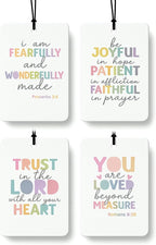 Inspirational Boho Christian Citrus Car Air Freshener 4 Pcs, Pastel Colorful Religious Bible Verse Hanging Air Freshener for Cars Classroom Books Decor, Christian Accessories Gifts for Women