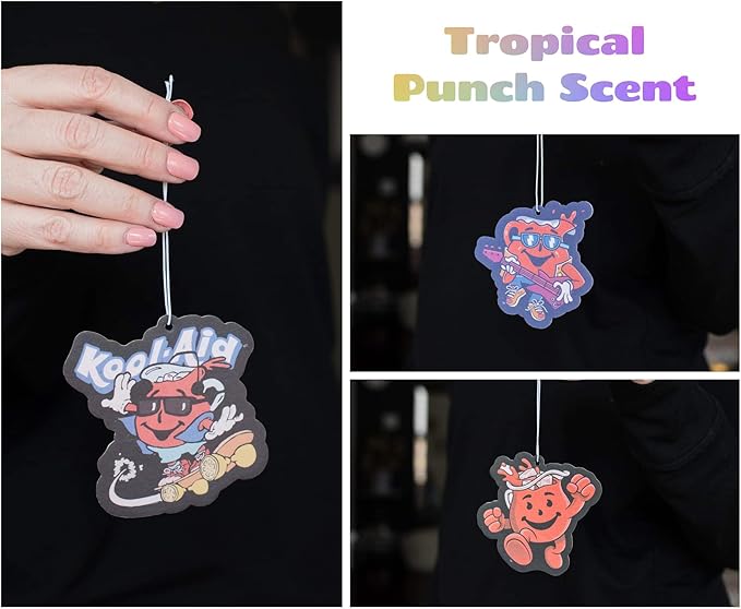 Kool-Aid Man Car Air Freshener Set Of 3 | Tropical Punch Scent | Odor Eliminator For House, Car, Office | Clean Room Fresheners, Long-Lasting Fragrances