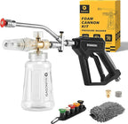 Foam Cannon with Short Pressure Washer Gun, Dual Connector Accessories, Snow Soap Attachment for Car Wash, 5 Nozzles Tips with Holder, 1/4” Quick Connect, Additional 1.1 mm Orifice Nozzle