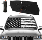 American Flag Car Sunshade Umbrella USA Flag Windshield Sun Shade for Car Retractable Umbrella Sunshades for Front Window Patriotic Sun Shades Cover Visor Portector Block UV Rays