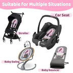 Pro Goleem Car Seat Head Support Infant, Soft Infant Car Seat Insert, 2 in 1 Carseat Head Support for Toddler, Perfect for Car Seat, Stroller, Swing, Bouncer, Pink and Gray