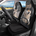 Wolf Car Front Seat Covers Anti-Slip Car Seat Covers for Front Seats Elastic Polyester Cool Auto Interior Accessories 2 Pcs Set Universal Fit for Most Cars,Sedans & SUVs
