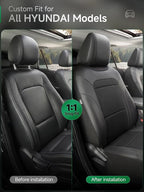 GIANT PANDA Air Cool Mesh Car Seat Cover Custom Fit Hyundai Sonata Elantra Santa Fe Tucson Accent Kona Palisade,Breathable Cooling Seat Protector with Leather Back Pannel(Black)