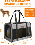 Large Cat Dog Carrier for Pet Up to 20 Lb - 20×13×13 in, Top & Side Entry, Foldable, Soft-Sided Pet Carrier with Ventilated Anti-Scratch Mesh & Car Seat Buckle for Car, Travel and Vet – Grey