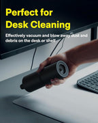 HOTO Handheld Vacuum Cleaner Cordless, Desk Vacuum Cleaner Compressed Electric Air Duster 15000Pa Suction, 4-in-1 Portable Vortex Vacuum Dust Buster Air Blower for Computer, Keyboard, Coffee Grounds
