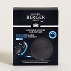 MAISON BERGER - Adjustable Refillable Car Air Freshener Vent Clip Diffuser Set - 1.75" Diameter x 1.25" Depth - Made in France (On/Off Smart - Black)
