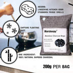 Marsheepy 12 Pack Bamboo Charcoal Shoe Deodorizer Bags, Activated Charcoal Odor Absorber, Bamboo Charcoal Air Purifying Bags, Odor Eliminator for Shoes, Pets, Car, Closet (150g X 2 and 50g x 10)