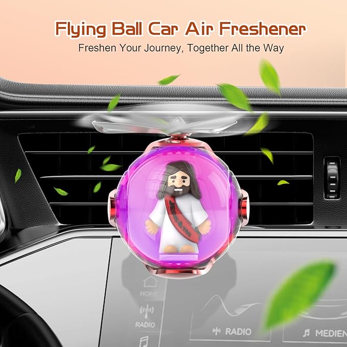 Jesus Loves You Car Air Freshener with 6-Color Auto Light Up & 4 Scented Pads – Light Fragrance, Decorative Auto Accessories, Cute Easter Decoration, Mother's Day and Father's Day Small Gifts