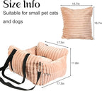Dog Car Booster Seat, for Small Dogs Under 30 lbs, Detachable Washable Travel Bed with Storage Pockets and Safety Belt (Pink, Medium)