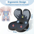 Ergonomic Seat Cushion,Office Chair Cushion with Lumbar Support Pillow,Memory Foam Car Seat Cushions,Designed for Sciatica, Tailbone,Back Pain,Back Cushion for Office,Car,Home Desk Chair