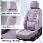 Coverado Seat Covers Full Set, Purple Car Seat Covers, Waterproof Car Seat Cover with Lumbar Support, Leather Car Seat Cushion Protector, Car Seat Covers Universal Fit Most Cars