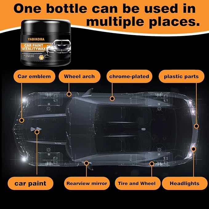 Car Wax Polish, Carnauba Wax Restores Shine High Hydrophobicity & Antioxidant, Long-Lasting Protection Gentle Formula For Cars, Rvs, Trucks, Motorcycles - Includes Sponge & Towel - 3.53oz, 2 Set