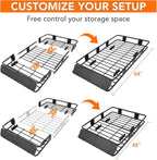 64"x39" Universal Roof Rack Basket with Waterproof Cargo Bag | 200 lbs Capacity, Adjustable Steel Construction | Car Top Carrier for SUV, Truck & Vehicle Rooftop Storage