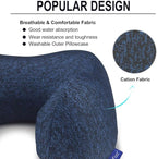 napfun Neck Pillow for Traveling, Upgraded Travel Neck Pillow for Airplane 100% Pure Memory Foam Travel Pillow for Flight Headrest Sleep, Portable Plane Accessories, Blue