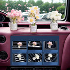 3 Packs Girl Girly Car Accessories for Women, Cute Car Decor Dashboard Decorations, Cute Flower Air Freshener Vent Clips, Auto Interior Dash Ornament Accessories