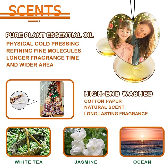 Custom Air Freshener for Car - Double Sided Photo Personalized Car Scents Air Freshener, Smell Air Fresheners With Picture for Wardrobe, Bathroom,Hanging Ornaments (Heart-1PCS)