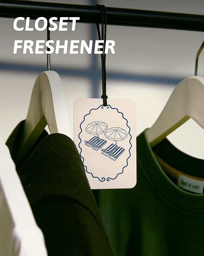 Trendy Preppy Beach Car Air Freshener 4 PCs, Girly Coastal Hanging Air Freshener for Cars Closet Drawer Books, Preppy Beach Car Accessories Mirror Decor for Women