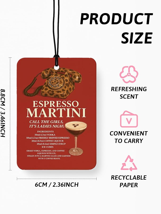 Funky Red Cheetah Car Air Freshener 4 Pcs, Trendy Lucky 8 Ball Leopard Poker Hanging Air Freshener for Cars Closet Drawer Books, Red Cheetah Car Accessories Mirror Decor for Women