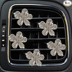 LARDROK 5 Pcs Car Vent Clip,Bling Flower Car Air Fresheners Vent Clips Cute Car Vent Decorations,Car Diffuser Rhinestone Car Interior Decoration Charm Car Vent Accessories
