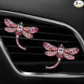 2PCS Bling Dragonfly Car Air Vent Clips, Crystal Rhinestone Car Air Conditioning Outlet Clip, Universal Cute Vehicle Interior Diffuser Decoration Accessories for Women (Pink)