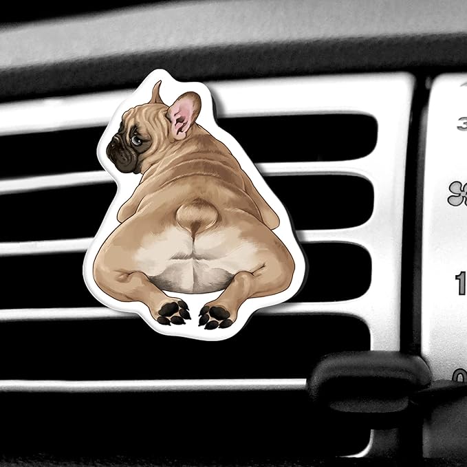 WIRESTER Fresh Scented Car Air Freshener Vent Clip, Decorative Accessories, Interior Decoration for Cars - Cute Animal Butt, Cute Dog Cat, Dog Butt Looking Back, Dog Lying