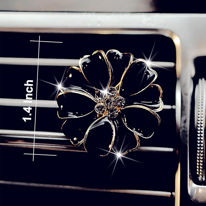 2 Pieces Daisy Flower Air Vent Clip Cute Car Air Freshener Clip Bling Rhinestone Car Air Outlet Decorations Charm Car Inter Decor Accessories for Girls Women
