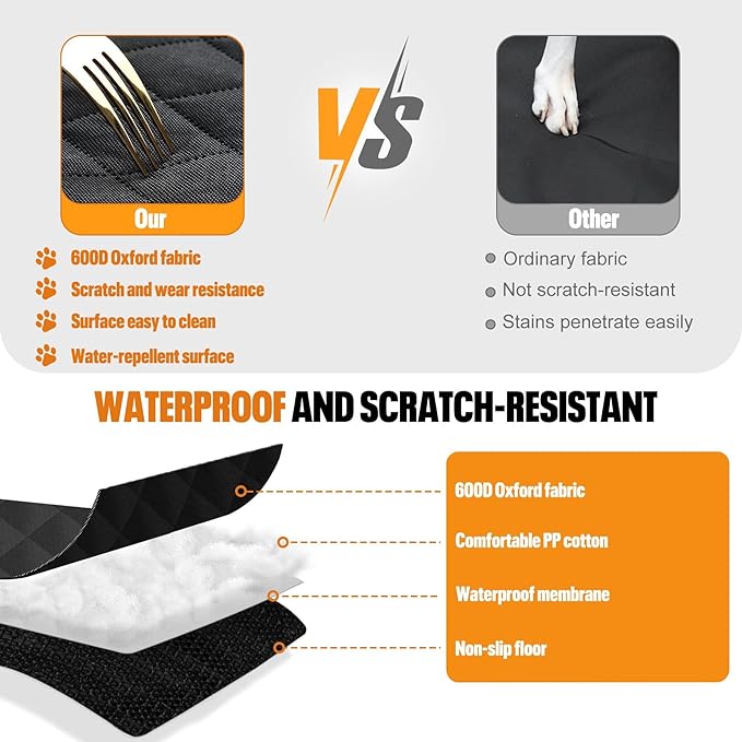Dog Car Seat Cover for Back Seat with Mesh Window, 600D Heavy Duty Waterproof Hammock, Universal Fit for Cars and SUVs (Standard 56.5"x53")