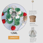 Handmade Crochet Hanging Car Air Freshener - Cute Strawberry Plant Design, 12ml Refillable Thick Glass Bottle, Car Diffuser for Rearview Mirror, Home & Office Decor