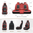 Coverado Car Seat Cover, Cover for Cars Full Seat, Premium Leather, Universal Fit Waterproof Seat Protectors, Car Seat Cushion Non-Slip for Most Cars-Black Red