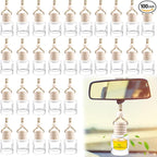 Wresty 100 Pcs 8ml Car Essential Oil Hanging Bottle Empty Car Air Freshener Diffuser Bottle Perfume Glass Bottle Pendant Aromatherapy Fragrance Bottle Auto Car Interior Ornaments Decor