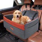 PetsHome Dog Car Seat for Medium Large Dogs, Detachable Washable Pet Booster Seat with Memory Foam Cushion, Side Pockets, 2 Clip-On Safety Leashes Pet Car Seat for Dog Up to 60 lbs/2 Small Dogs-Grey