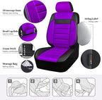 CAR PASS Leather Car Seat Covers Front Seats Only, Universal Fit 3D Foam Support Car Seat Covers for Trucks Vans SUVs Comfortable Automotive Interior Airbag Compatible 2 Pieces (Black Purple