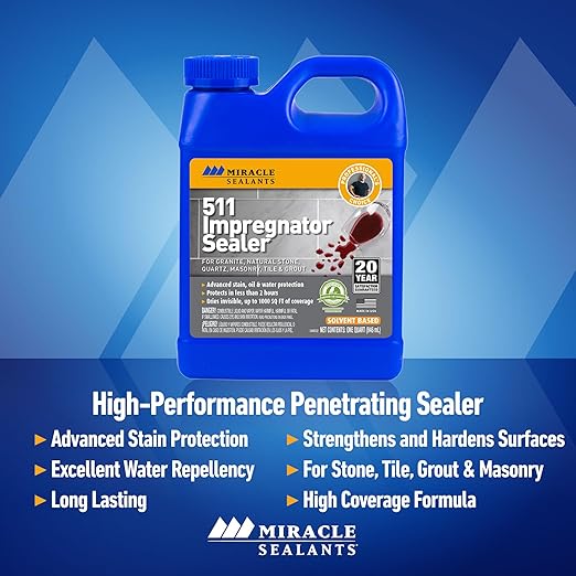 Miracle Sealants 511 Impregnator Advanced Penetrating Sealer for Countertops, Stone, Tile & Grout, Gallon