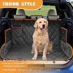 Dog Car Seat Cover for Back Seat 100% Waterproof, Long-Lasting and Soft Nonslip Backseat Cover for Cars, SUVs and Trucks, 600D Oxford Fabric, Black-Orange, Standard (54" W x 59" L)