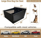 Large Dog Car Seat Extender, Adjustable Seatbelt Leash, PU Leather Hard Bottom Back Seat Protector, Waterproof Foldable Car Hammock for Medium Large Dogs for SUVs Trucks Cars