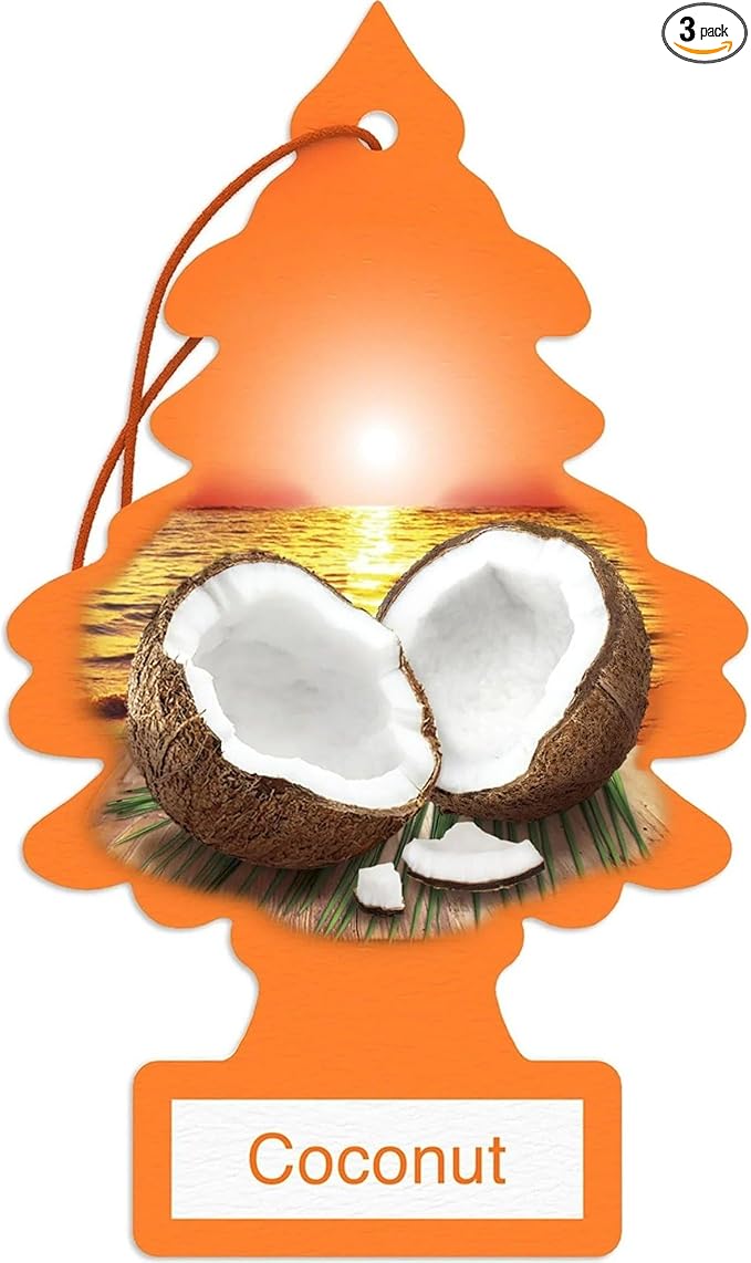 3 Singles Little Trees Car Air Freshener Coconut Fragrance