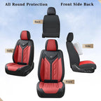 Coverado Car Seat Covers Full Set, Automotive Seat Covers Car Seat Protector Car Seat Cushion, Waterproof Leather Seat Covers for Cars, Universal Fit for Most Sedans SUV Pick-up Truck(Burgundy)