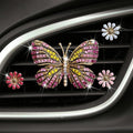 Bling Butterfly Car Clip Decor Interior，Cute Car Vent Clips Dashboard Decorations, Car Accessories Air Aromatherapy Vent Clip,Car Air Freshener Vent Clips, Rhinestone Car Accessories for Girls Womens Car Interior Decoration Cute Set (Pink Butterfly + 3...