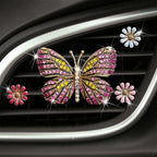 Bling Butterfly Car Clip Decor Interior，Cute Car Vent Clips Dashboard Decorations, Car Accessories Air Aromatherapy Vent Clip,Car Air Freshener Vent Clips, Rhinestone Car Accessories for Girls Womens Car Interior Decoration Cute Set (Pink Butterfly + 3...