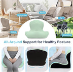 Seat Cushion, Office Chair Cushion, L-Shaped Ergonomic Car Seat Cushions, Memory Foam Chair Cushion, Lumbar Support Pillow for Wheelchair, Car, Home, Office, Desk, Green