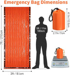 Waterproof Emergency Sleeping Bag with Whistle, 2 Pack Mylar Thermal Bivy Sack for Survival, Camping, Hiking with Emergency Blankets, Survival Kit Supplies
