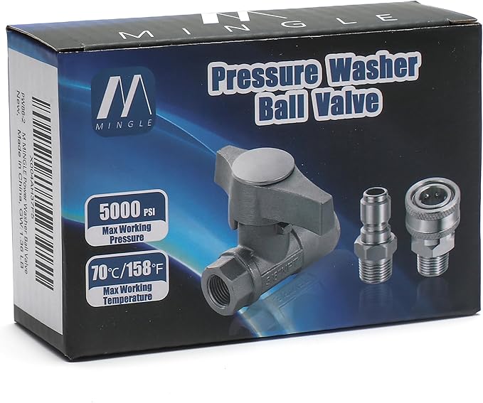 M MINGLE Ball Valve Pressure Washer, 3/8" Quick Connect Ball Valve for Power Washer Hose, 5000 PSI