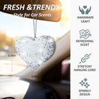 MUBYOK Handmade Car Air Freshener, Cute Valentine‘s Day Gift Car Accessories for Women Girls, Glitter Hanging Air Freshie for Car Closet Bathroom Decor, Sparkling Heart